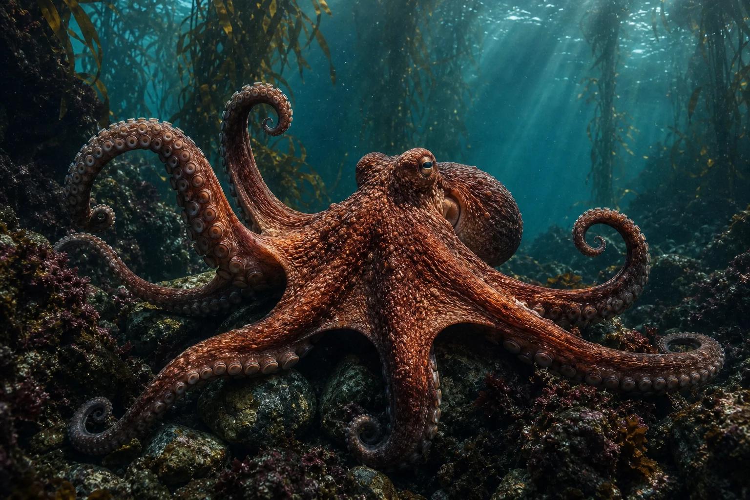 Giant Pacific Octopus in its natural habitat