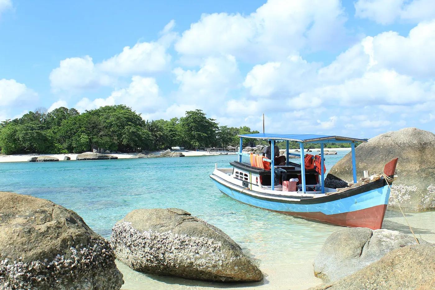 Granite boulders on Tanjung Tinggi beach, Belitung island, Bangka Belitung