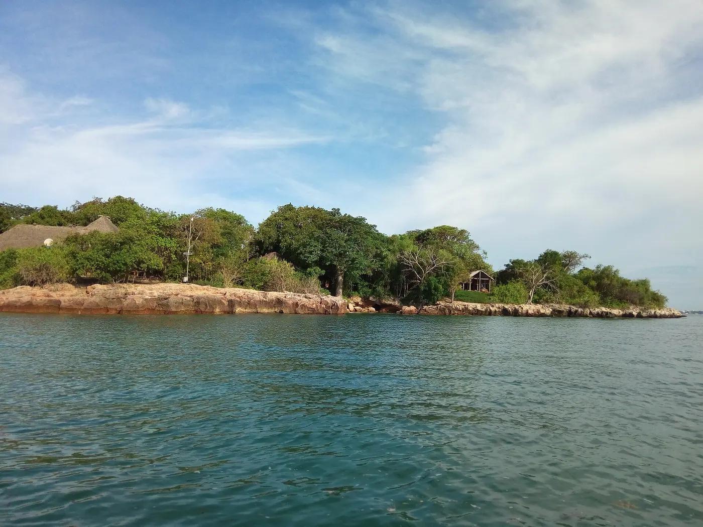 The beach and baobabs of Bongoyo island in the Dar es Salaam Marine Reserve, Tanzania