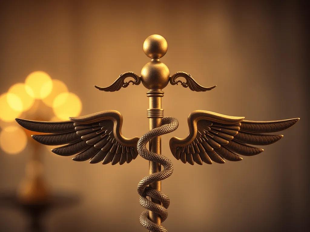 Serpent wrapped around an ancient staff, symbolizing healing, hidden knowledge, and energy rising through structure