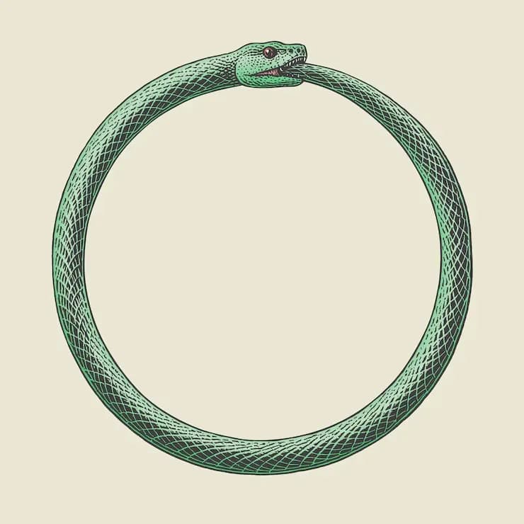 Ouroboros-style snake illustration representing cycles, instinct, transformation, and the lessons of snake symbolism