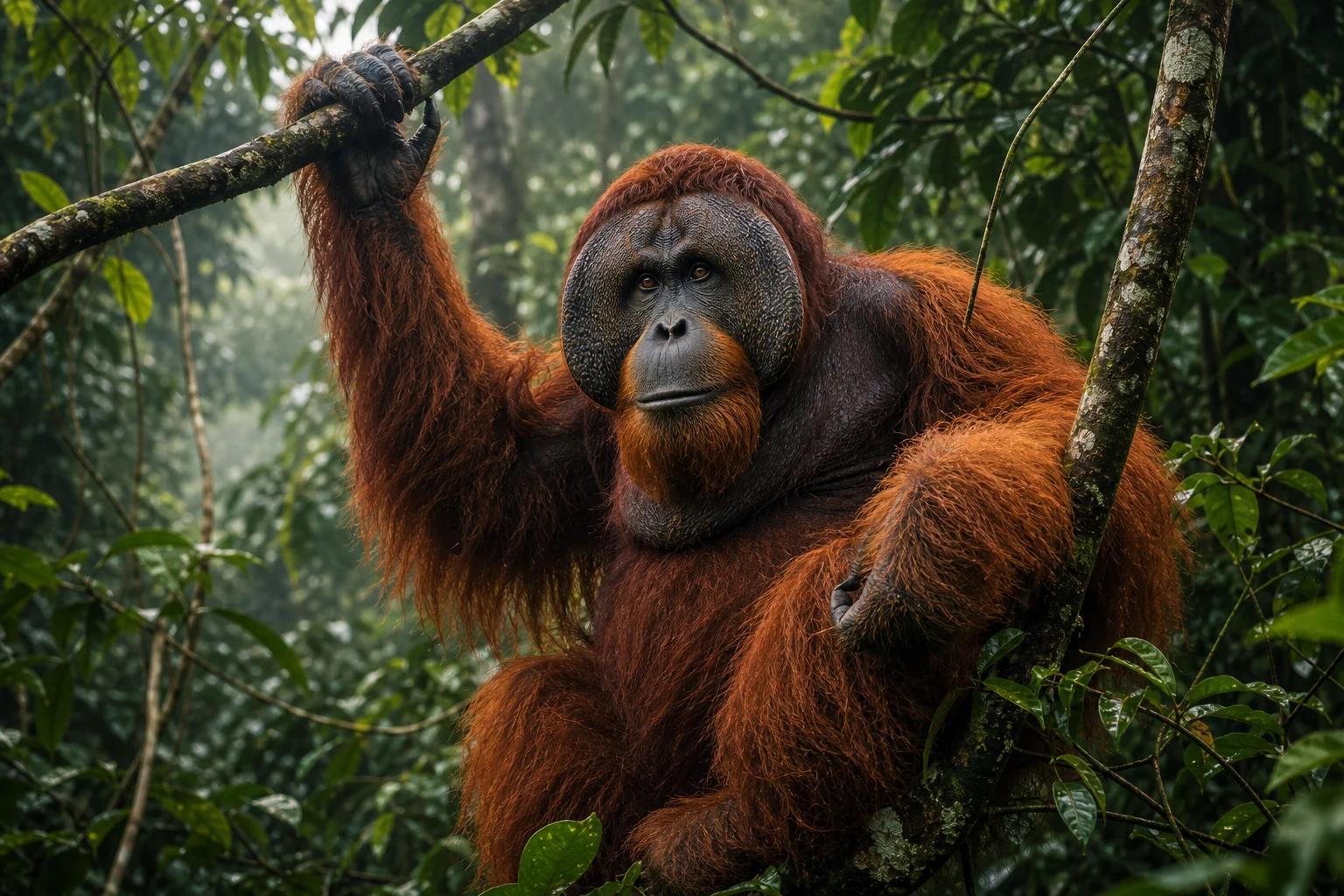 Sumatran Orangutan in its natural habitat