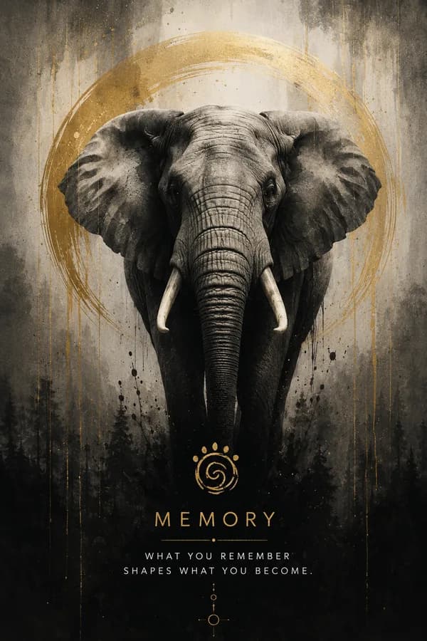 Symbolic elephant artwork representing memory, family bonds, ancestral wisdom, and long-term care