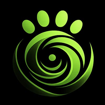 Official AnimalDex green spiral paw logo on a dark background