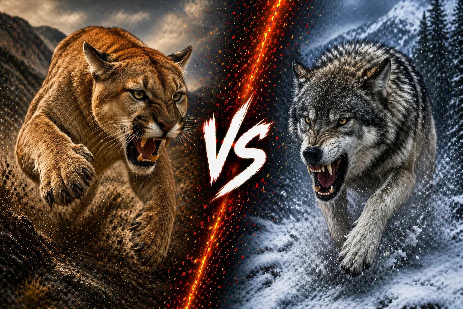 Cougar vs Wolf: Which Predator Has the Edge? comparison image on AnimalDex