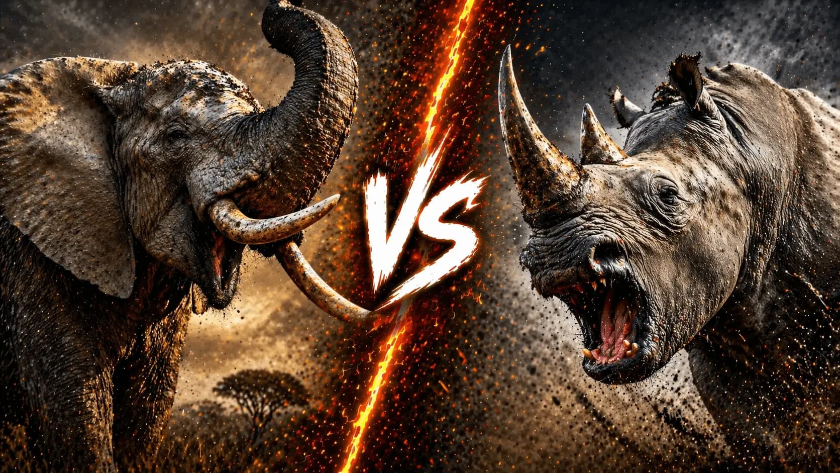 Elephant vs Rhino: Who Has the Real Edge? comparison image on AnimalDex