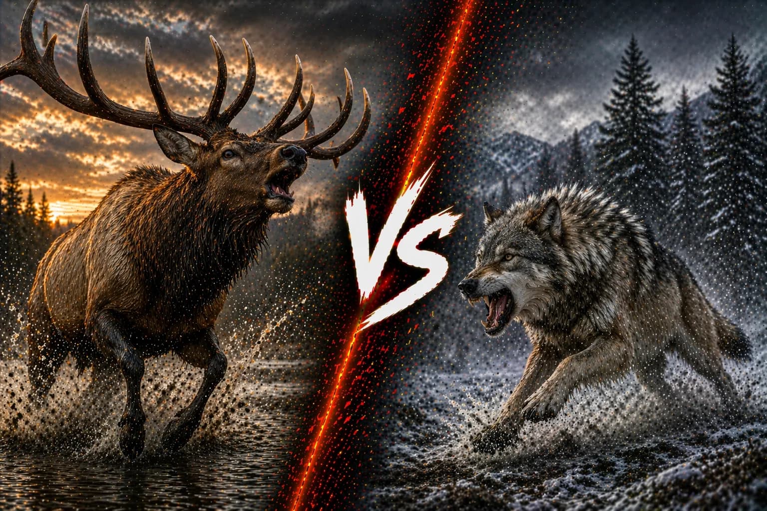 Elk vs Wolf: Which Side Has the Real Advantage? comparison image on AnimalDex