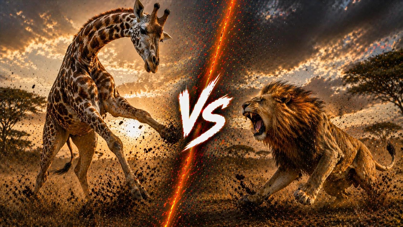 Giraffe vs Lion: Can a Giraffe Actually Win? comparison image on AnimalDex