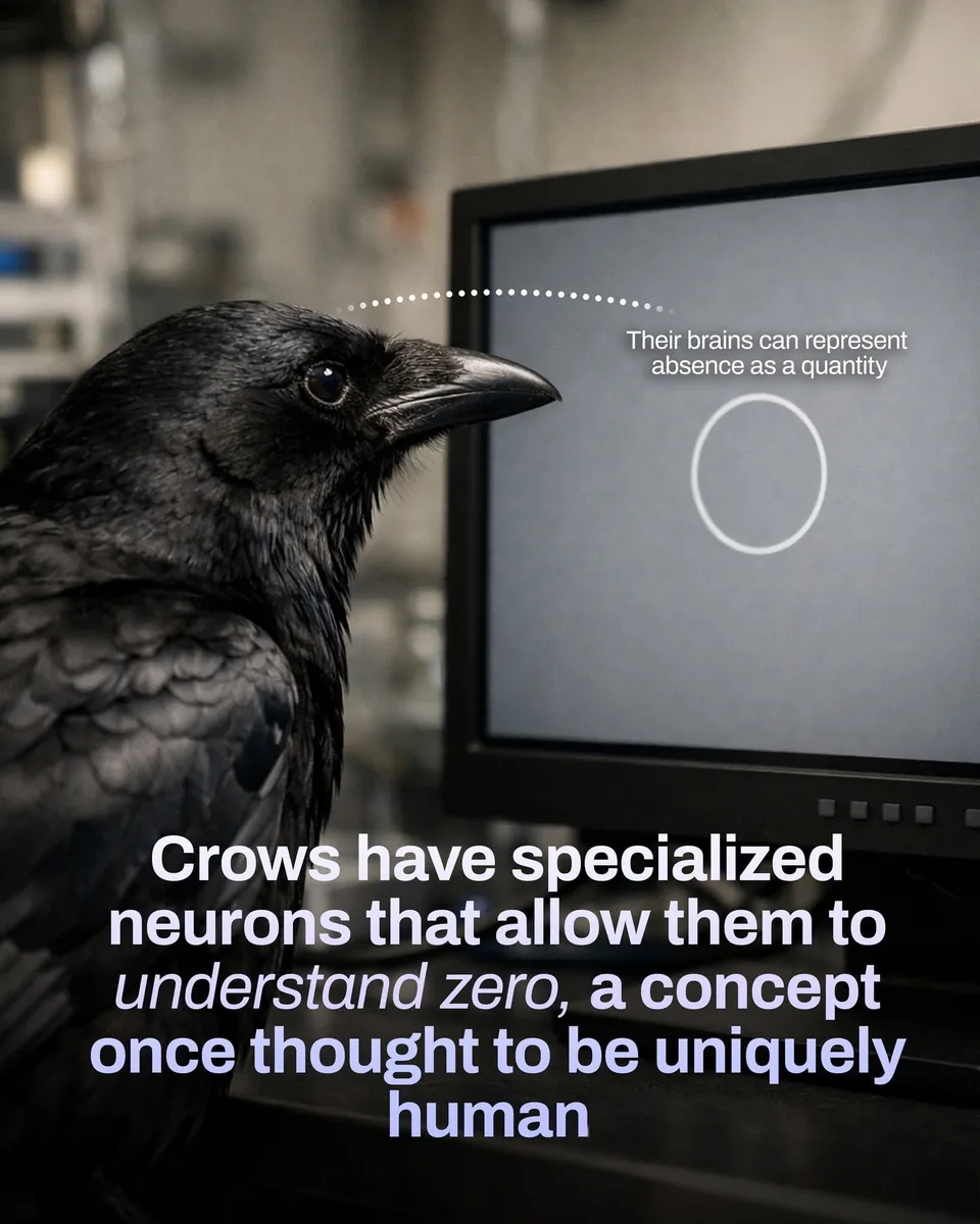 Crow intelligence image showing specialized neurons linked to the concept of zero and abstract animal cognition