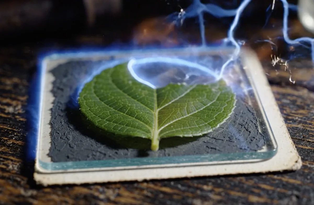 Illustration of the phantom leaf effect showing a cut leaf with a glowing field around the missing section