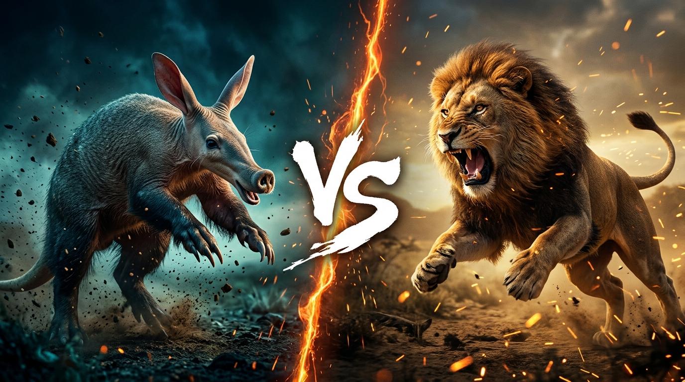 aardvark-vs-african-lion comparison image on AnimalDex