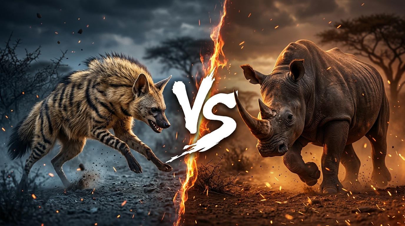 aardwolf-vs-black-rhinoceros comparison image on AnimalDex