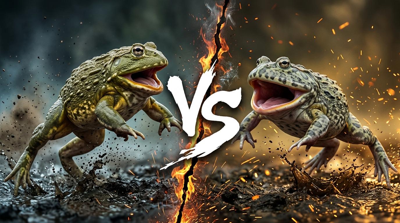 african-bullfrog-vs-budgetts-frog comparison image on AnimalDex
