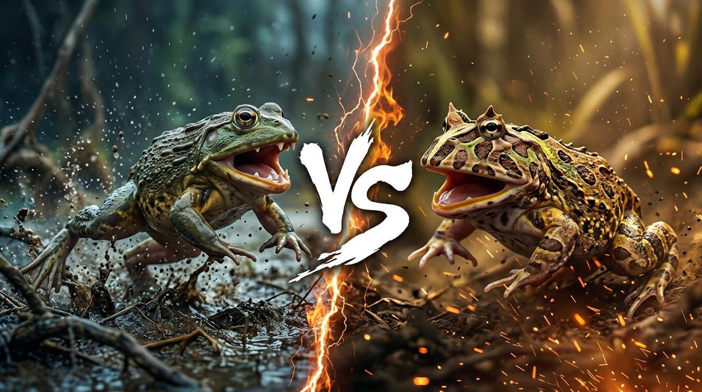 african-bullfrog-vs-ornate-horned-frog comparison image on AnimalDex