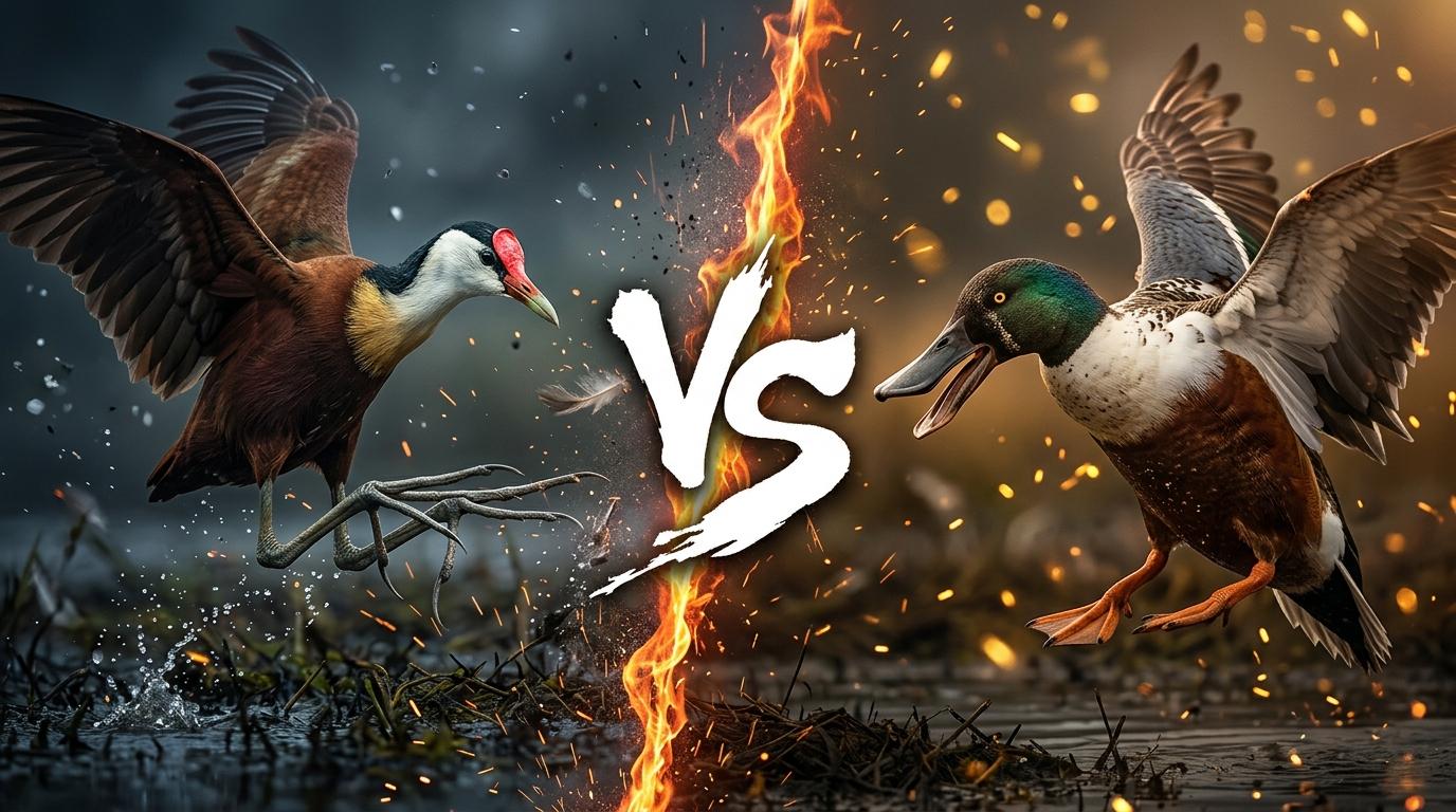 african-jacana-vs-northern-shoveler comparison image on AnimalDex