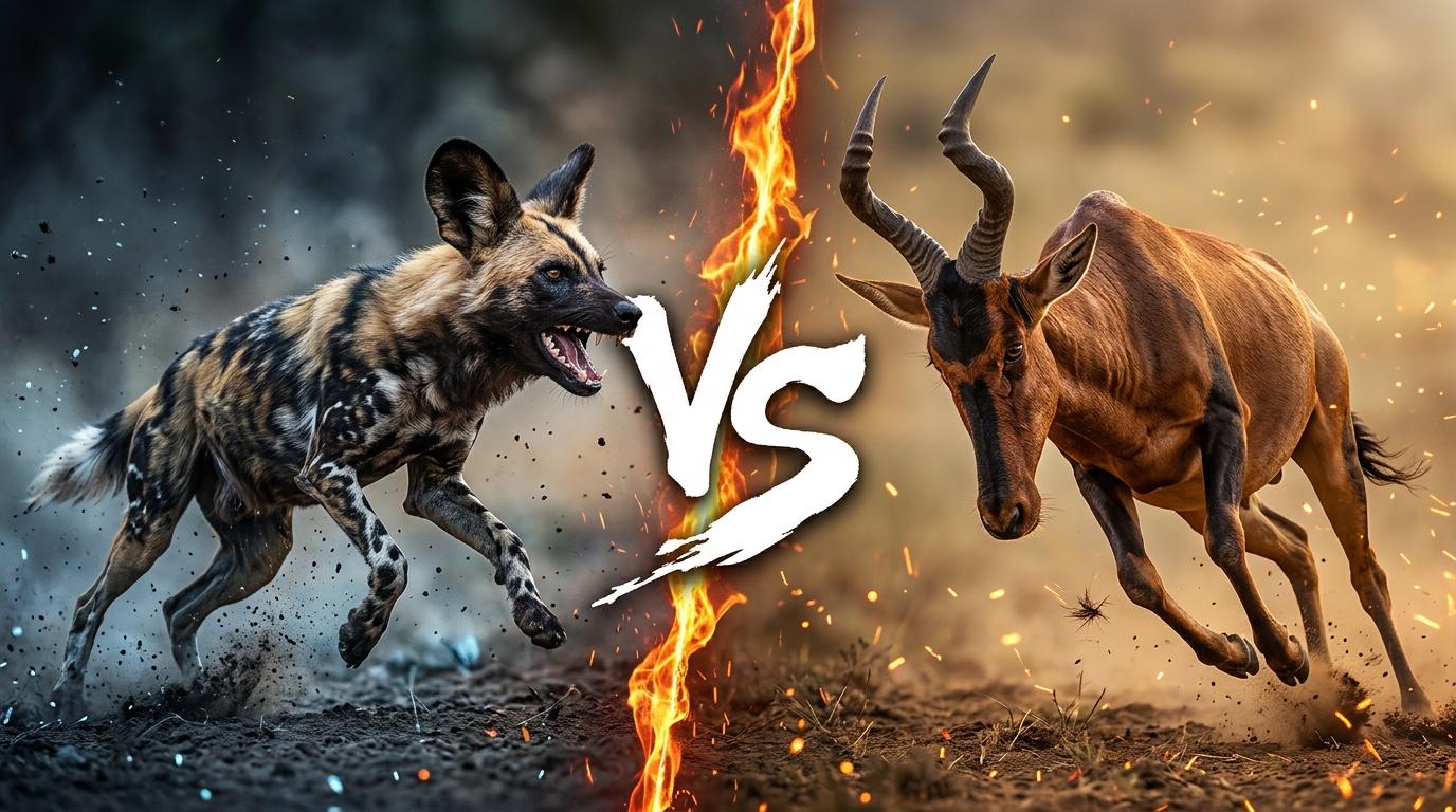 african-wild-dog-vs-hartebeest comparison image on AnimalDex