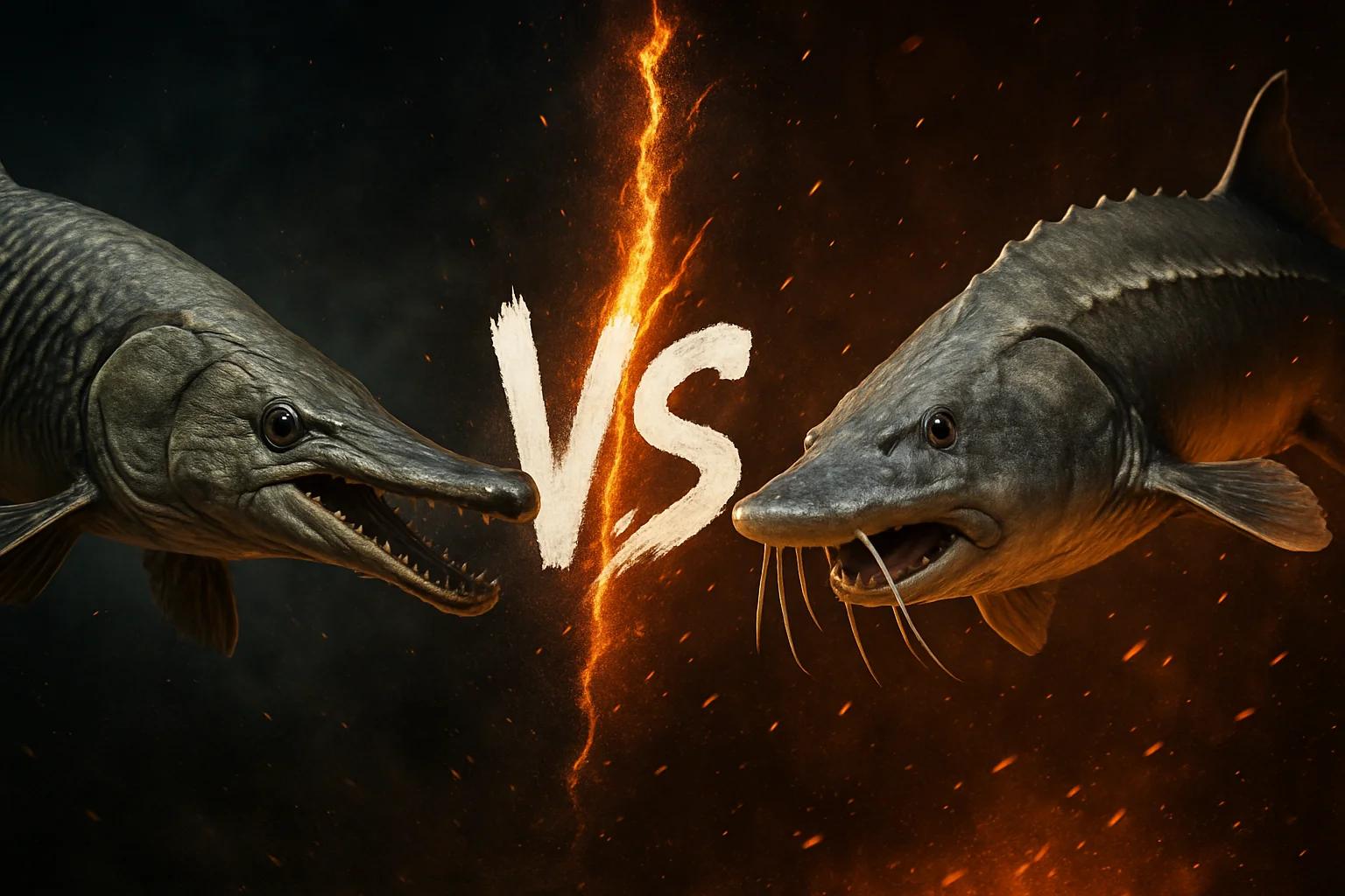 alligator-gar-vs-beluga-sturgeon comparison image on AnimalDex