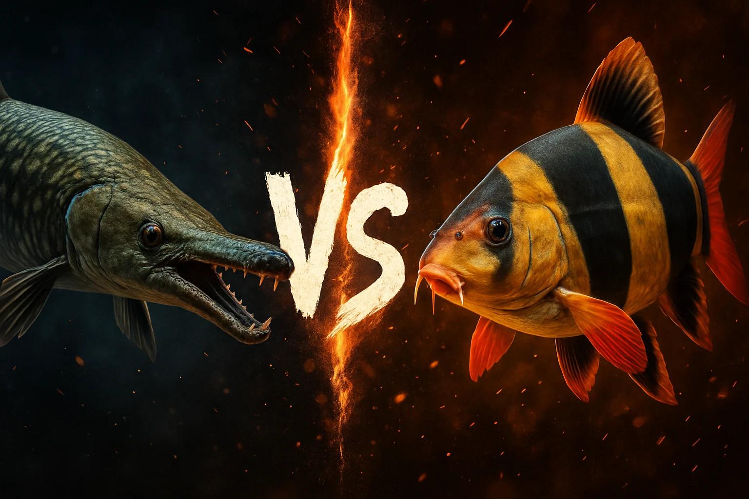 alligator-gar-vs-clown-loach comparison image on AnimalDex