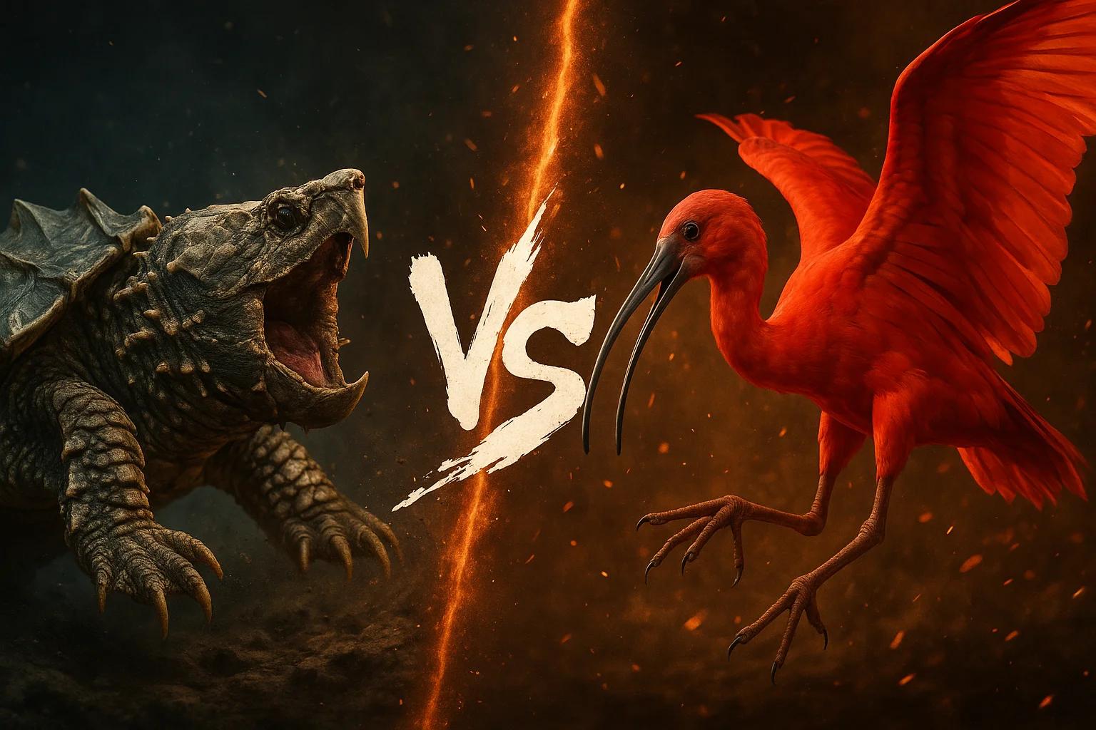 alligator-snapping-turtle-vs-scarlet-ibis comparison image on AnimalDex