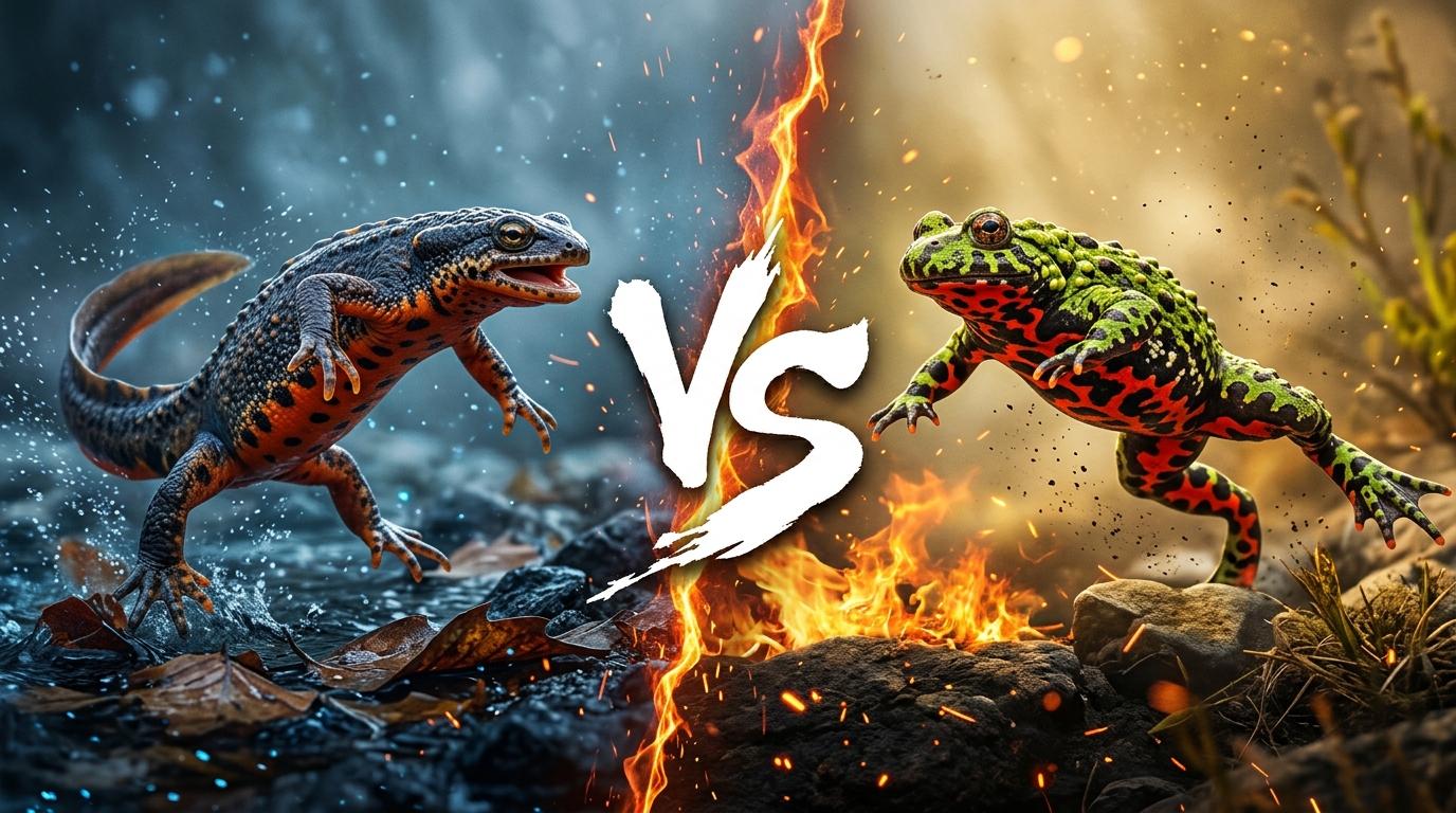 alpine-newt-vs-oriental-fire-bellied-toad comparison image on AnimalDex