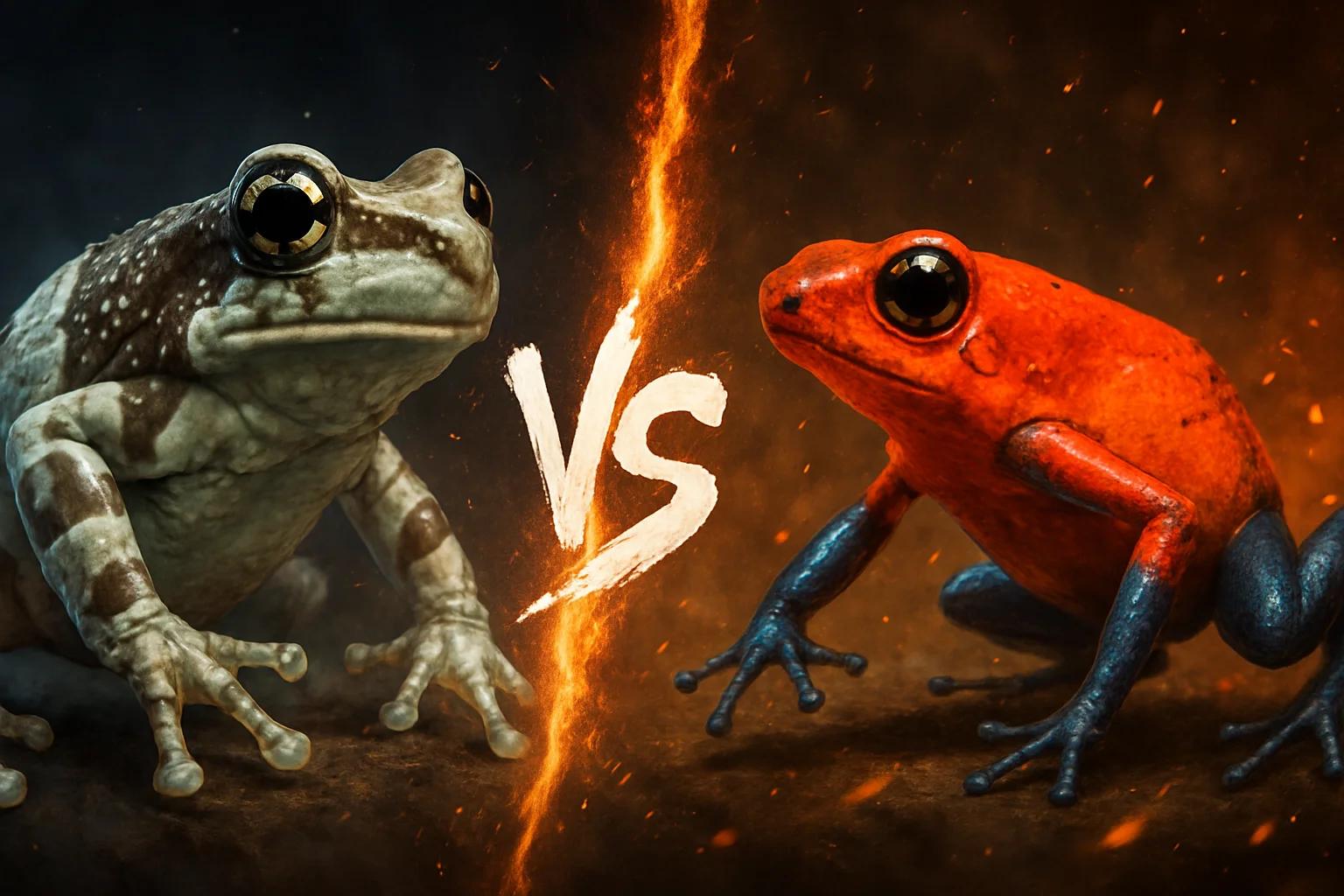 amazon-milk-frog-vs-strawberry-poison-dart-frog comparison image on AnimalDex