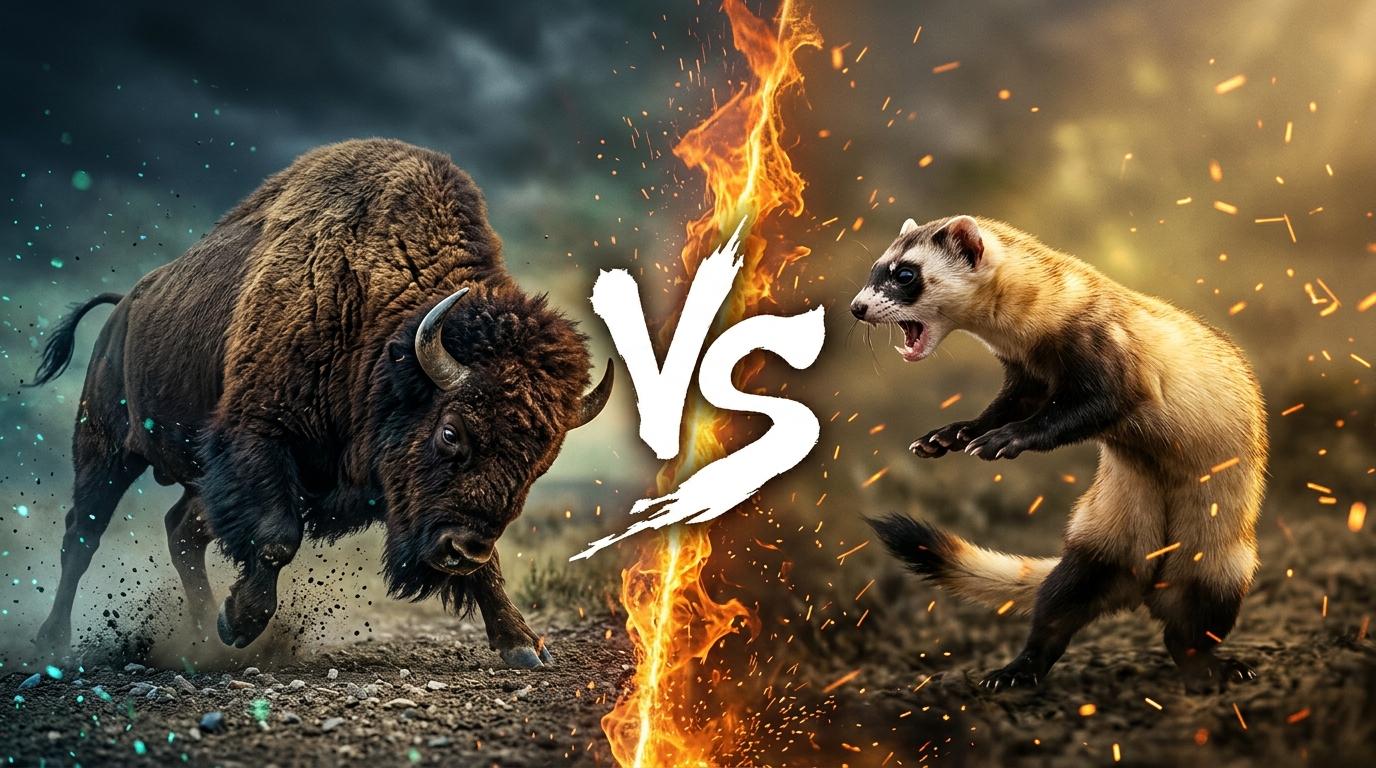 american-bison-vs-black-footed-ferret comparison image on AnimalDex