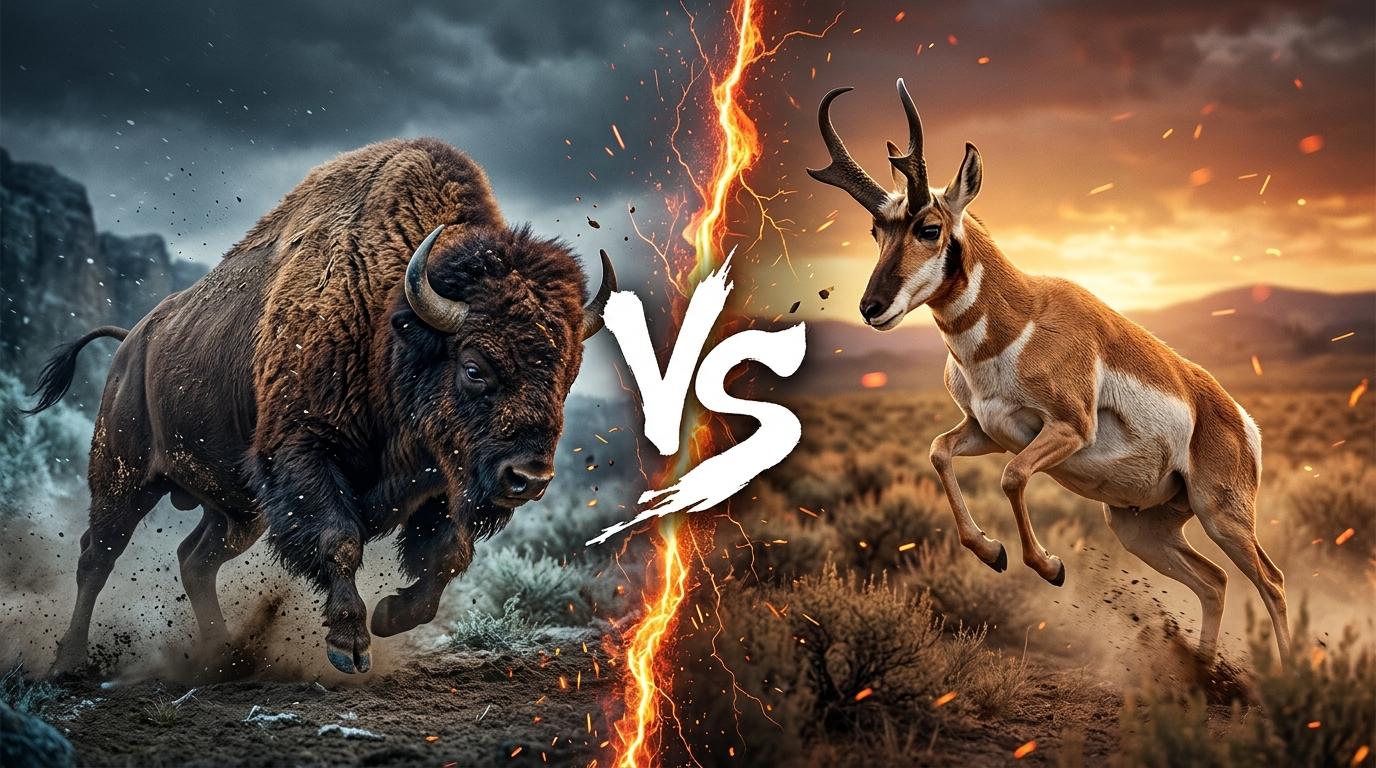 american-bison-vs-pronghorn comparison image on AnimalDex
