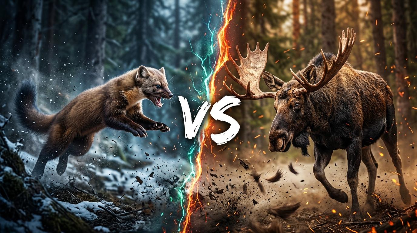 american-marten-vs-moose comparison image on AnimalDex
