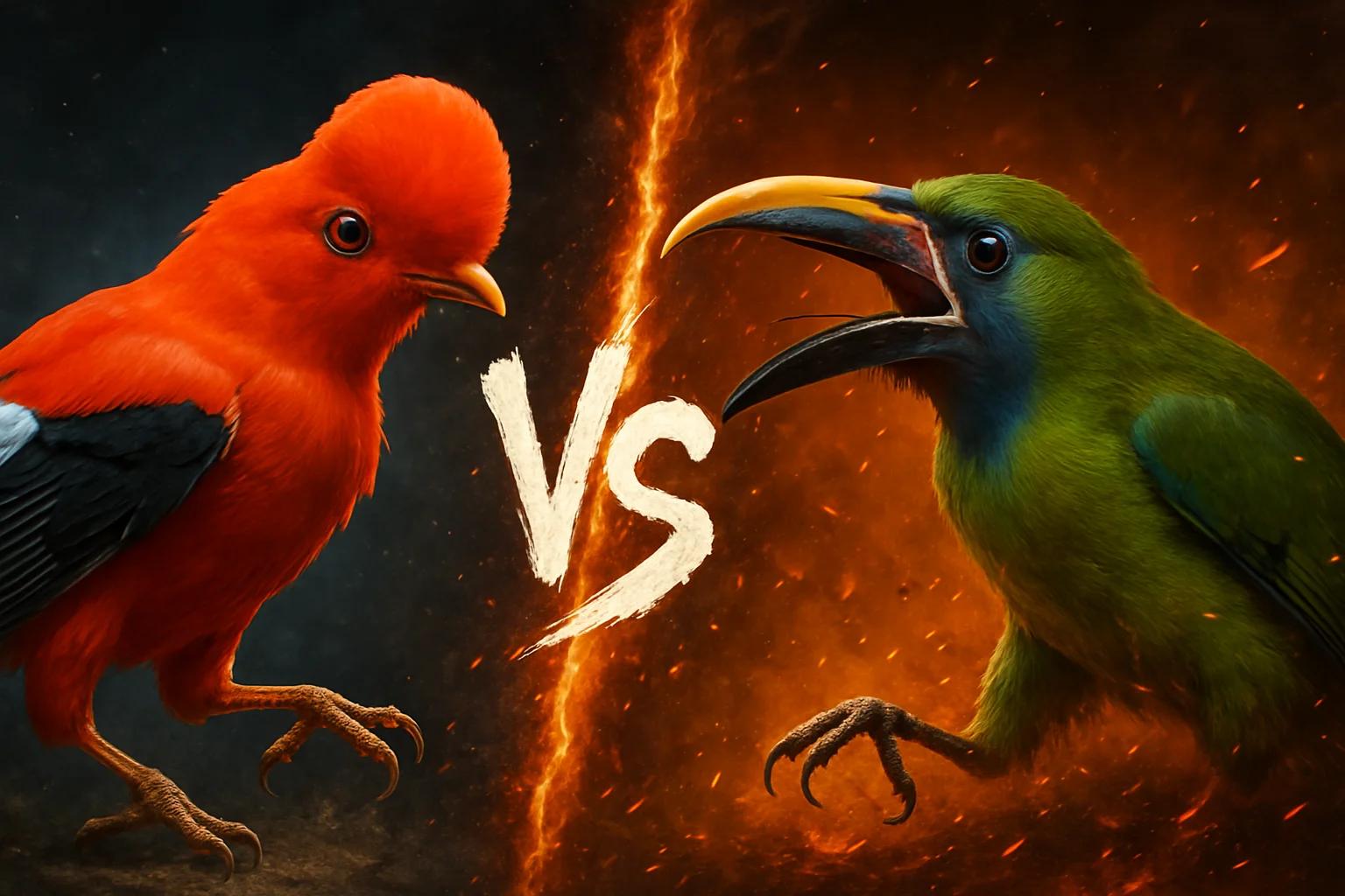 andean-cock-of-the-rock-vs-emerald-toucanet comparison image on AnimalDex