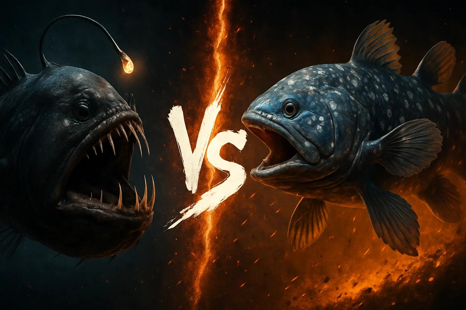 anglerfish-1453-vs-coelacanth comparison image on AnimalDex