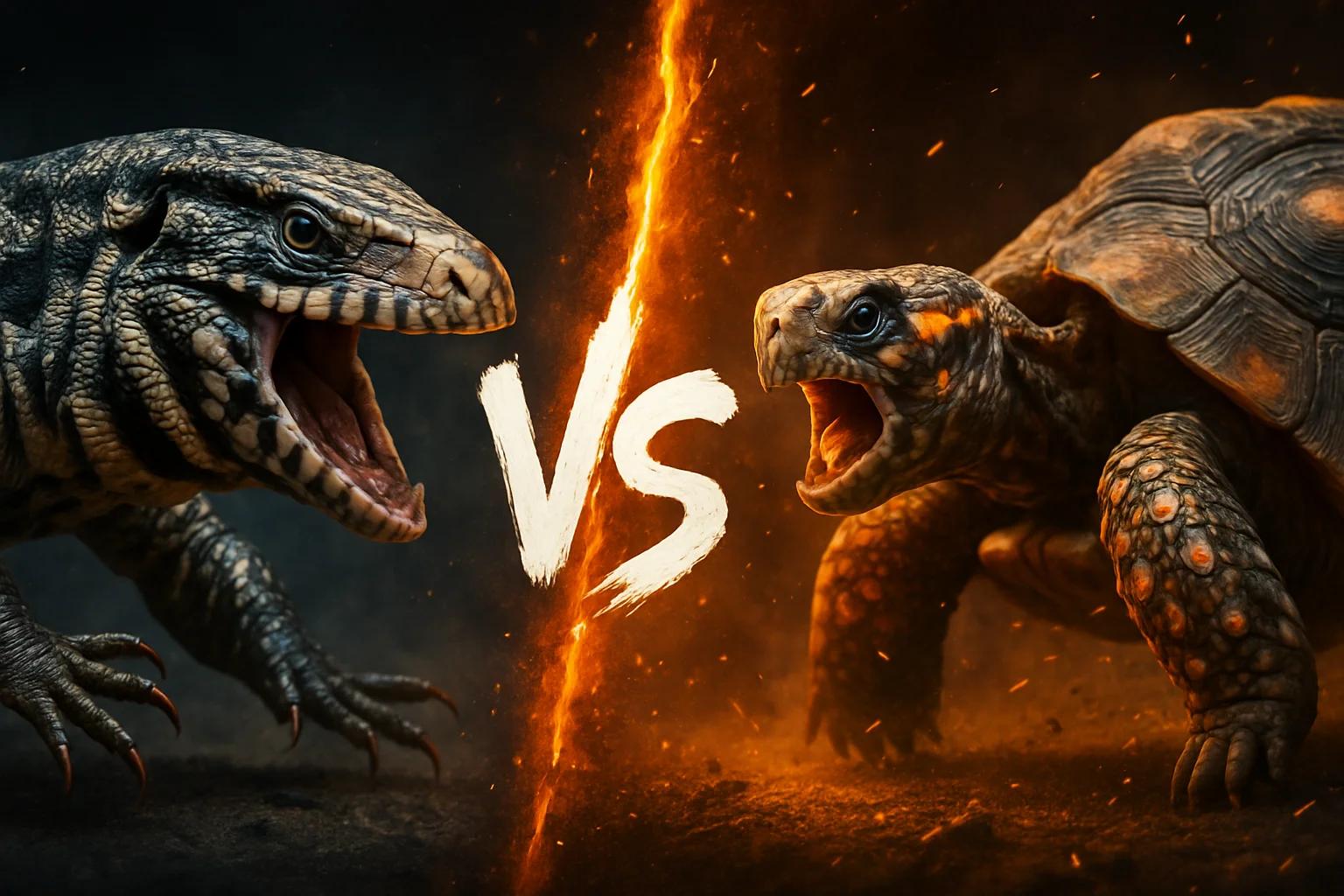 argentine-black-and-white-tegu-vs-red-footed-tortoise comparison image on AnimalDex