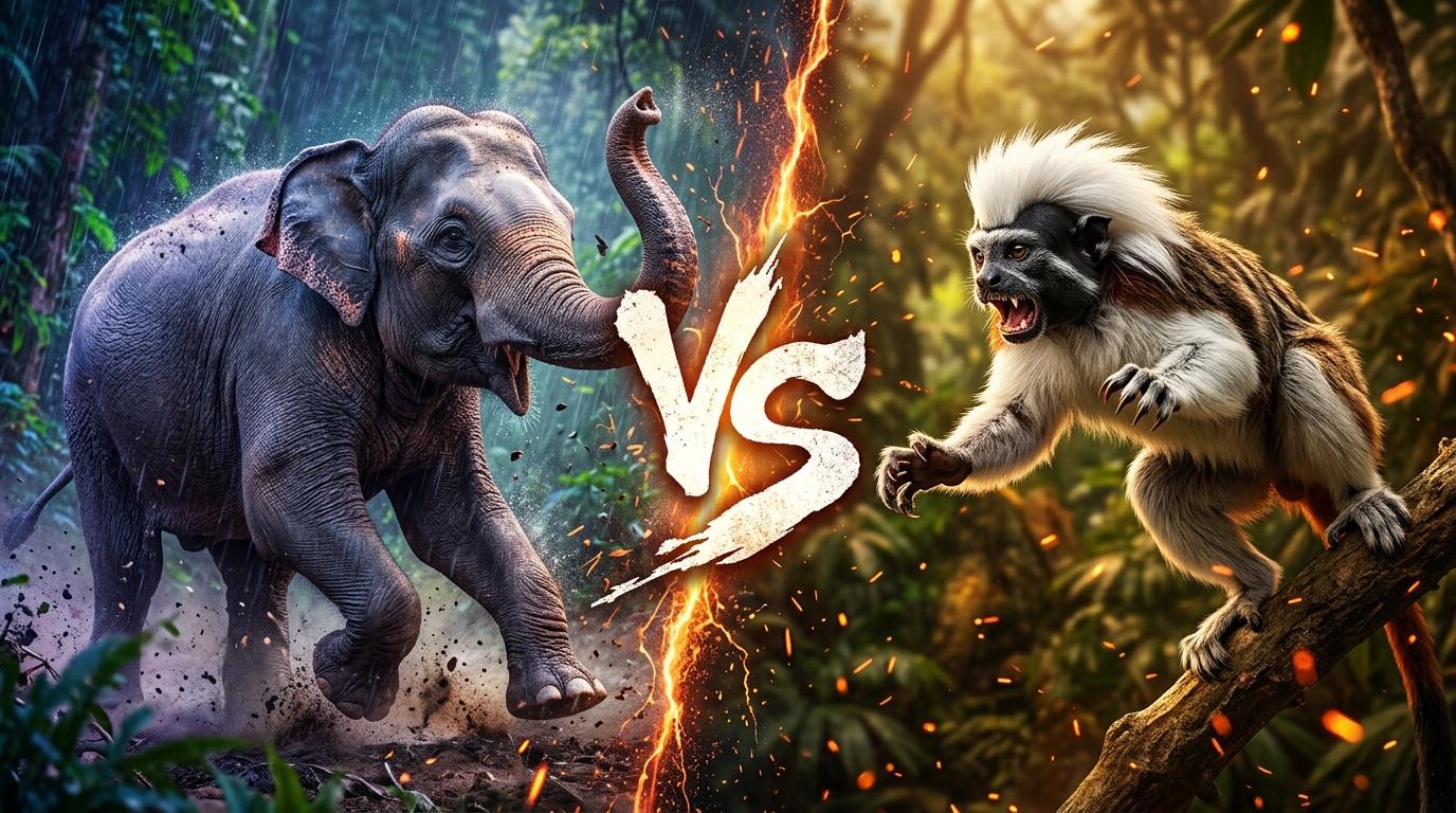 asian-elephant-vs-cotton-top-tamarin comparison image on AnimalDex