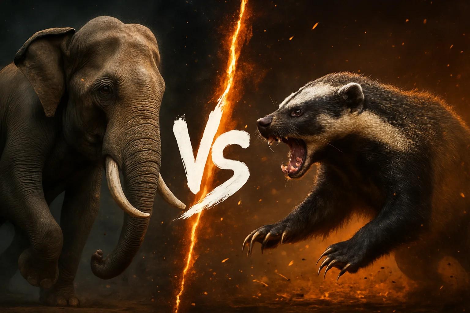 asian-elephant-vs-hog-badger comparison image on AnimalDex