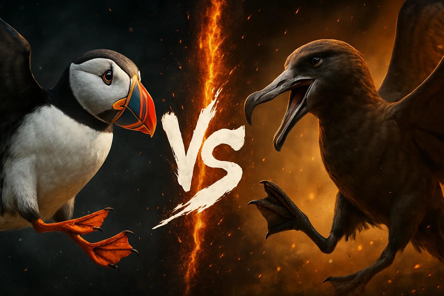 atlantic-puffin-vs-black-footed-albatross comparison image on AnimalDex