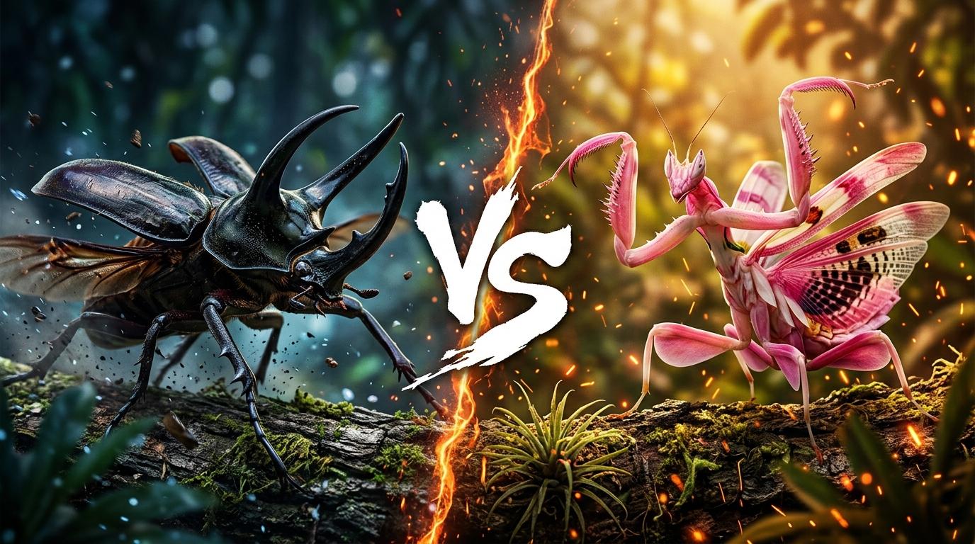 atlas-beetle-vs-orchid-mantis comparison image on AnimalDex