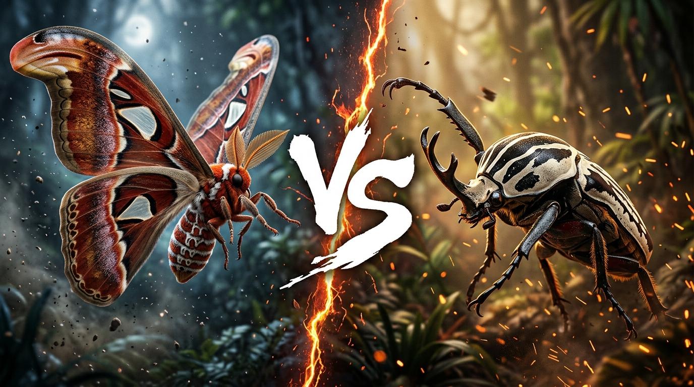 atlas-moth-vs-goliath-beetle comparison image on AnimalDex