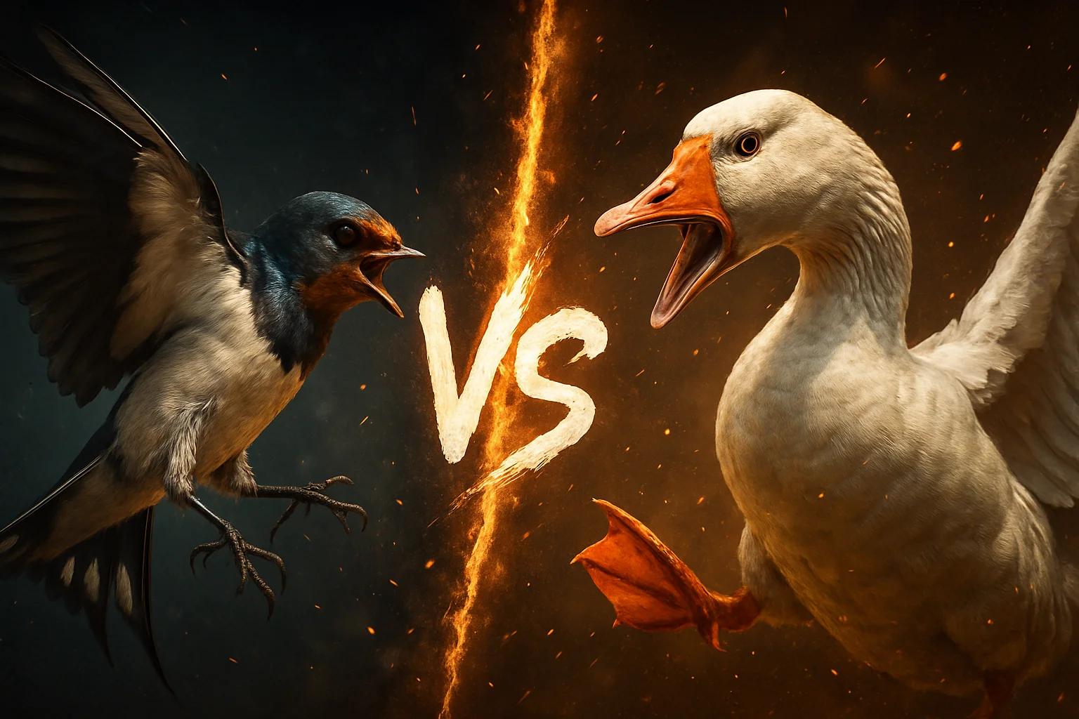 barn-swallow-vs-domestic-goose comparison image on AnimalDex