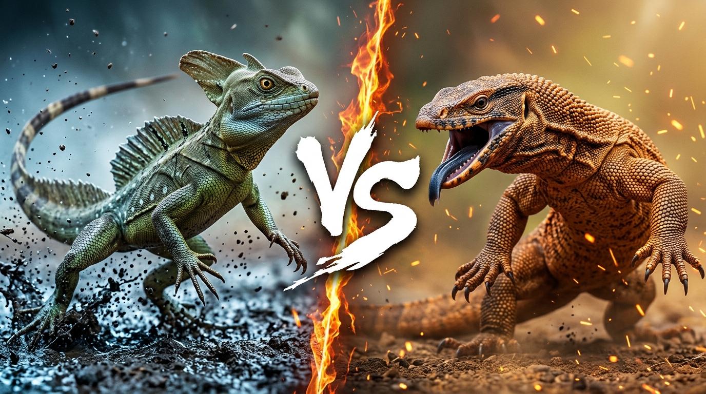 basilisk-lizard-vs-earless-monitor-lizard comparison image on AnimalDex