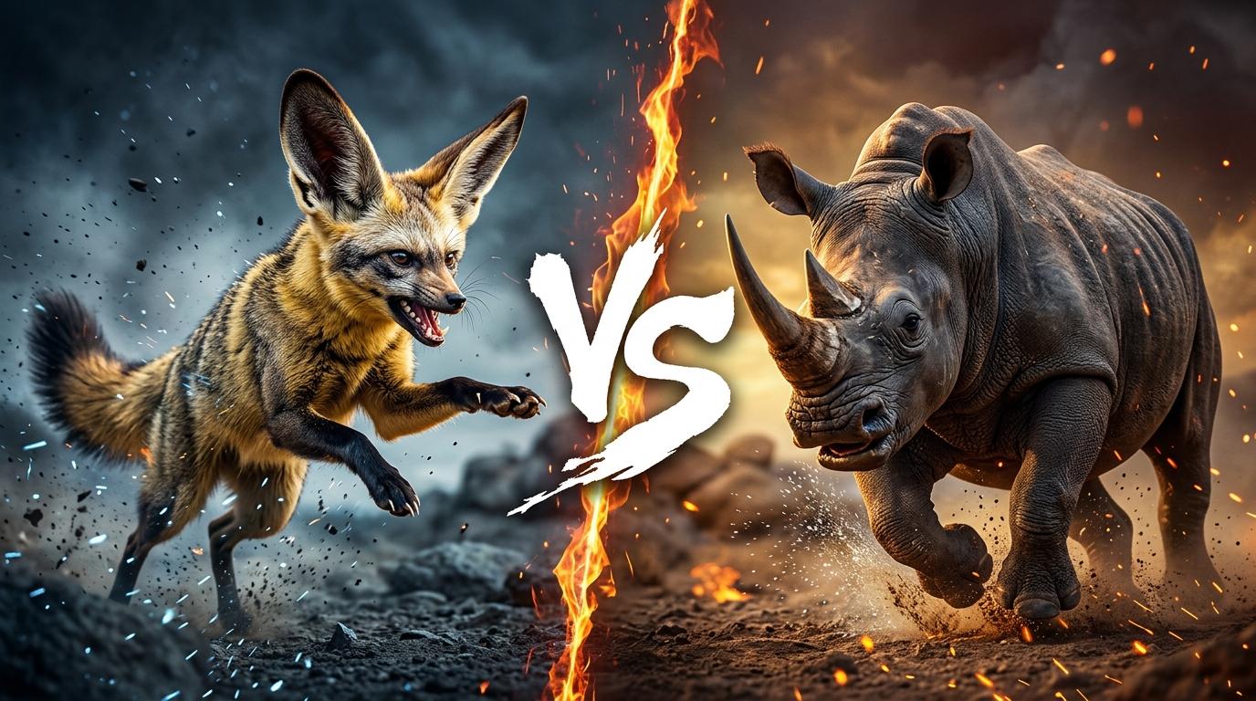 bat-eared-fox-vs-black-rhinoceros comparison image on AnimalDex