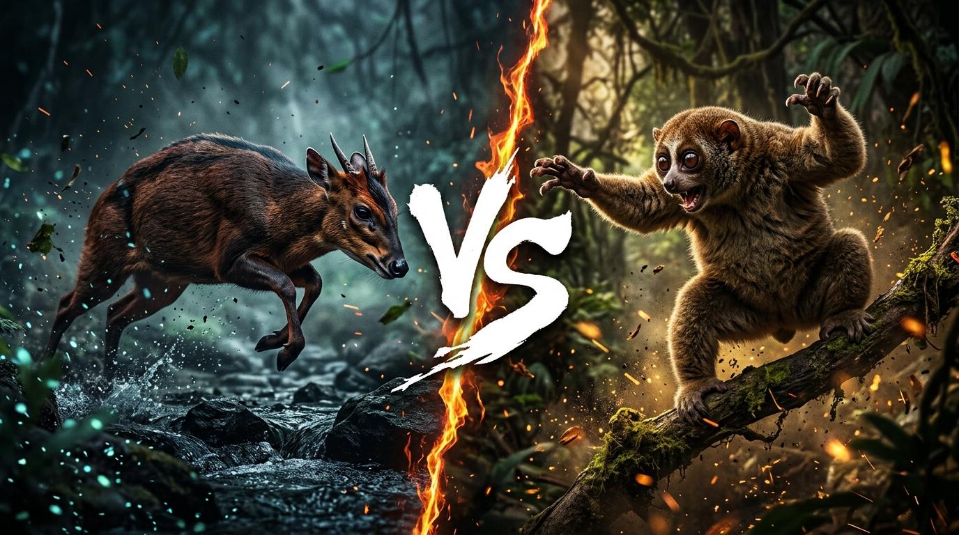 bay-duiker-vs-potto comparison image on AnimalDex