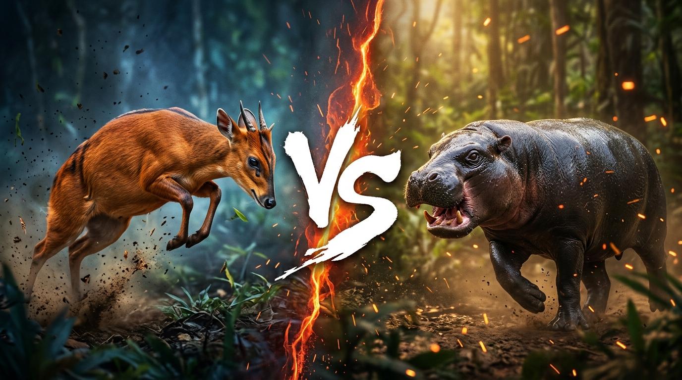 bay-duiker-vs-pygmy-hippopotamus comparison image on AnimalDex