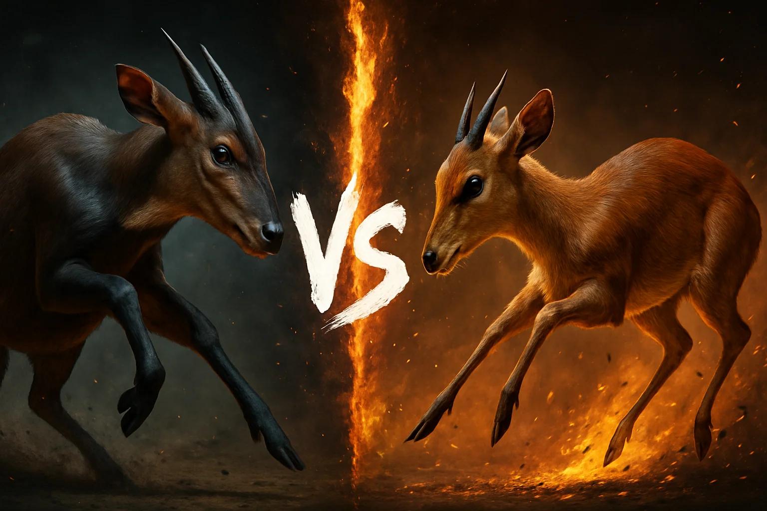 bay-duiker-vs-royal-antelope comparison image on AnimalDex