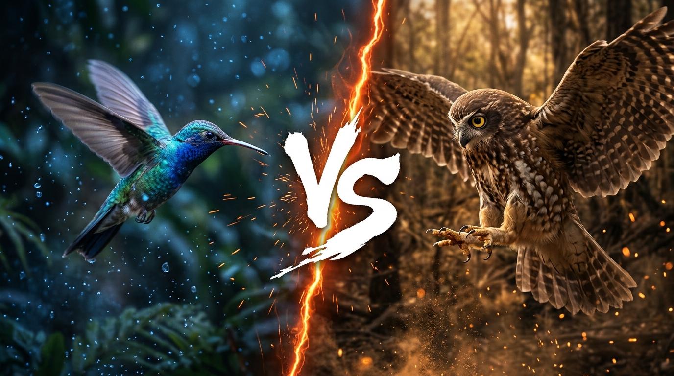 bee-hummingbird-vs-boobook-owl comparison image on AnimalDex