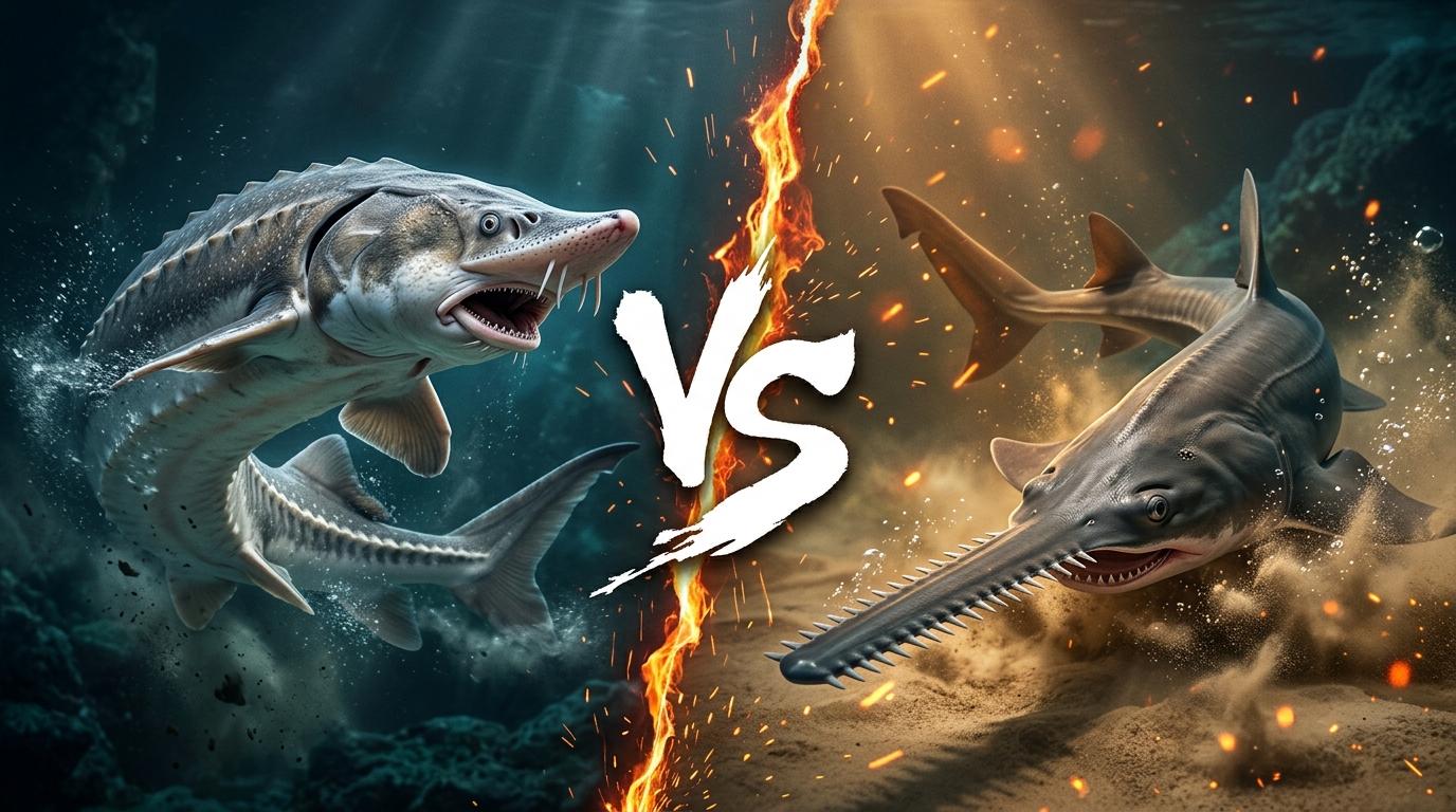 beluga-sturgeon-vs-largetooth-sawfish comparison image on AnimalDex