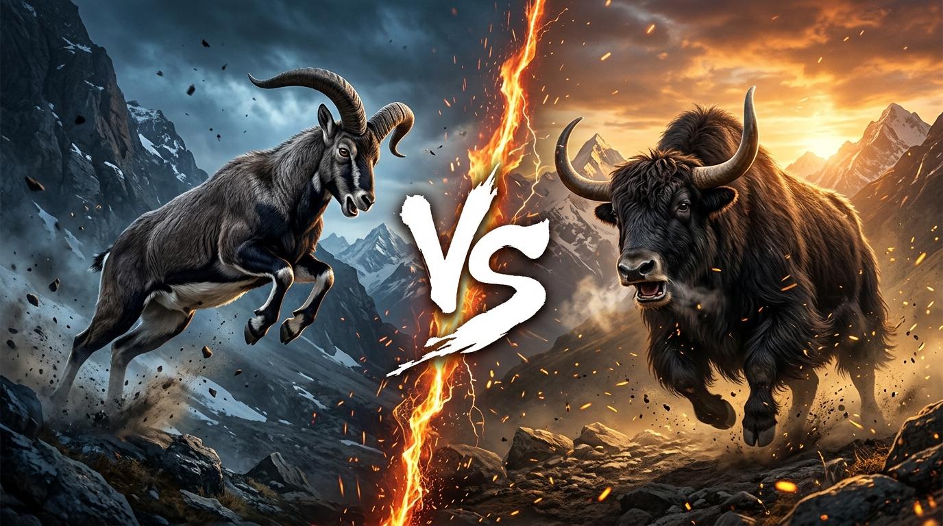 bharal-vs-wild-yak comparison image on AnimalDex