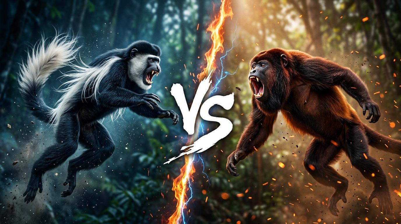black-and-white-colobus-vs-mantled-howler-monkey comparison image on AnimalDex