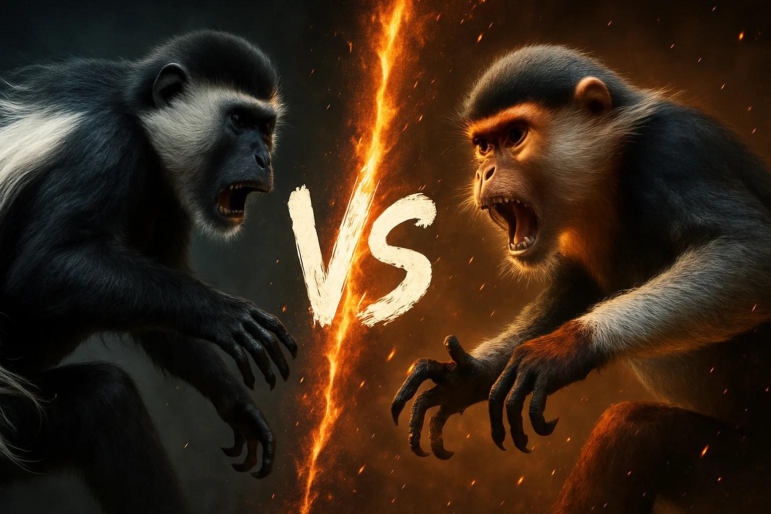 black-and-white-colobus-vs-red-shanked-douc comparison image on AnimalDex