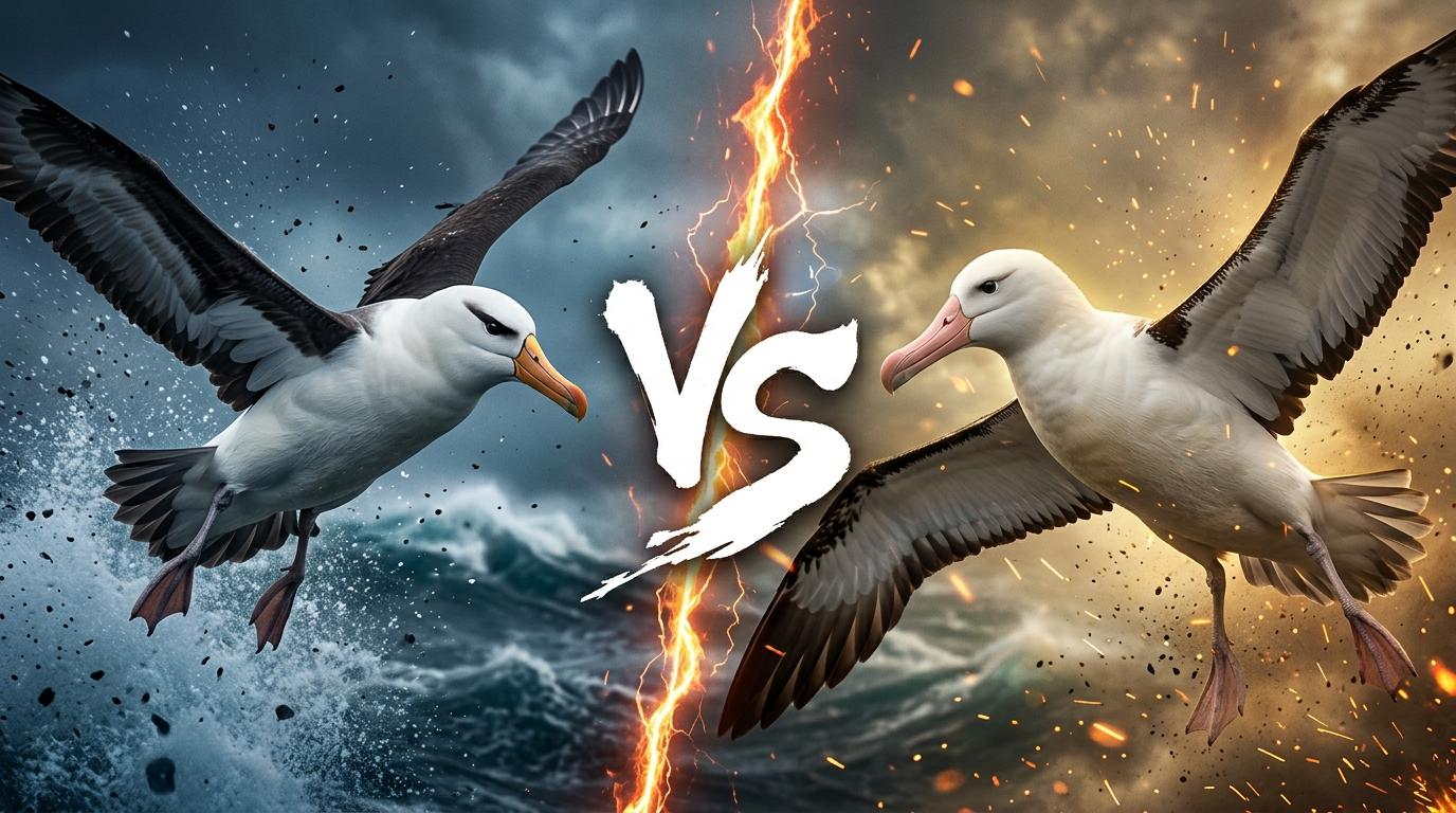 black-browed-albatross-vs-wandering-albatross comparison image on AnimalDex