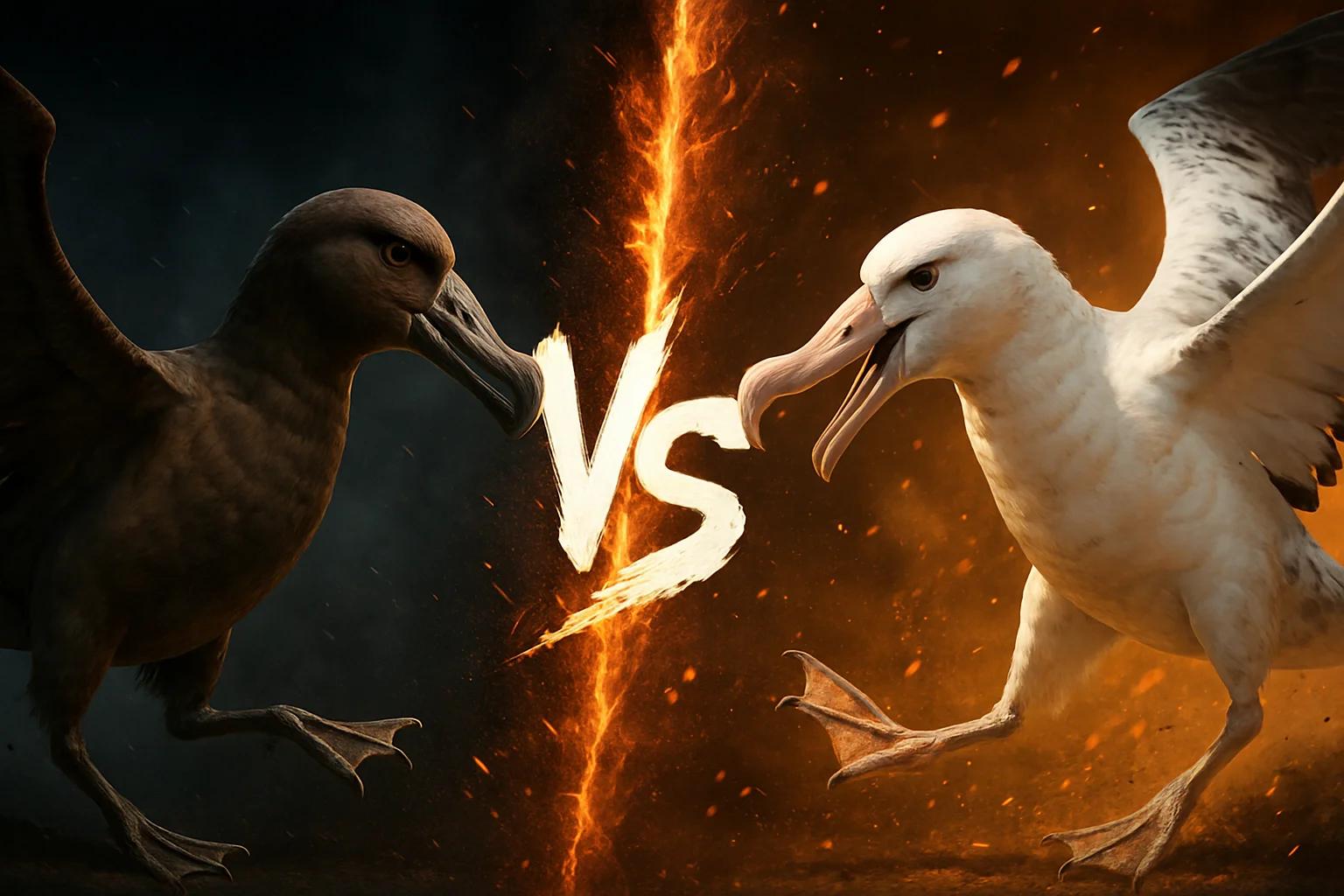 black-footed-albatross-vs-wandering-albatross comparison image on AnimalDex
