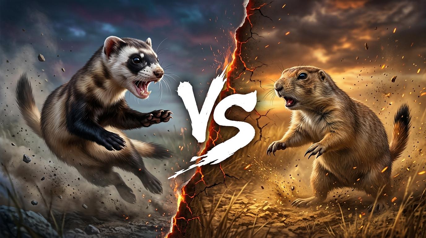 black-footed-ferret-vs-prairie-dog comparison image on AnimalDex